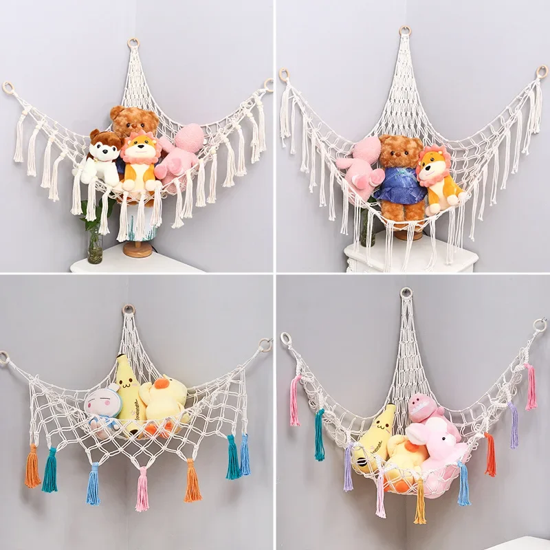 Hammock Net Toys Storage Boho Decor Children Room Toys Stuffed Animals Toys Hammock Net Organize Bohemia Soft Storage Swing