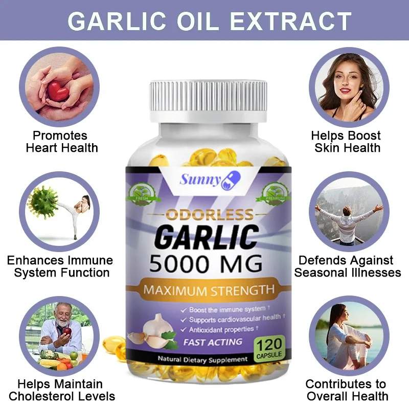 Garlic Extract Supplement - Supports Healthy Triglyceride Levels, Circulatory Health, Antioxidant, Non-GMO