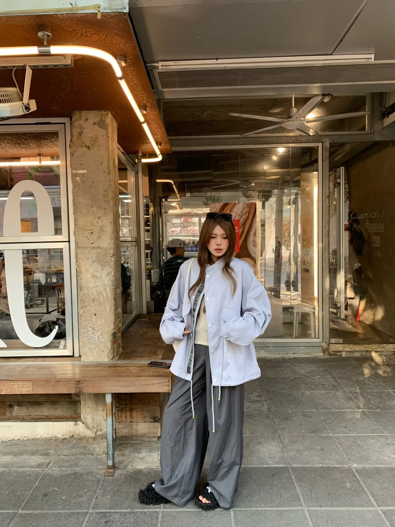 Athome カジュアルグレープリーツワイドレッグパンツ巾着ロングドレープパンツ韓国スタイルハイウエストロングパンツ秋シーズン