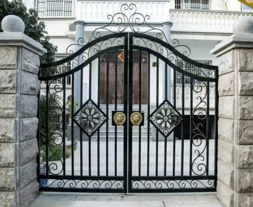 Aluminum Entrance Gate for Exterior Yard Security Powder Coated Swing Style Front Door Automatic Opening for Courtyard