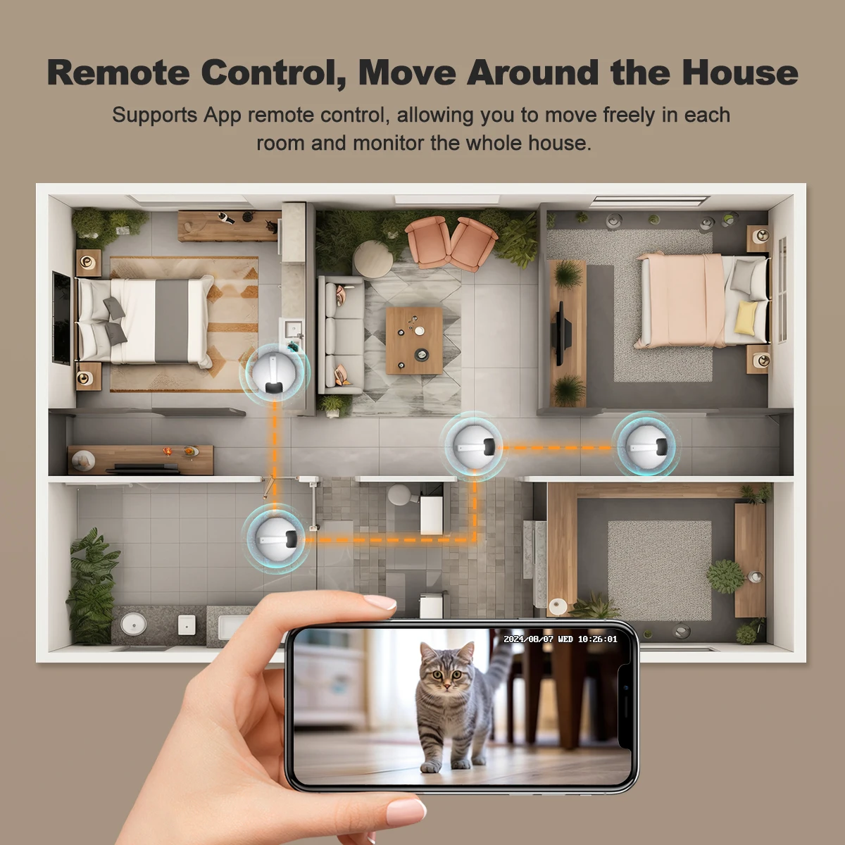 AIOOK Pet Camera HD 4MP 2K Srihome WIFI Camera 10000mAH Battery Two-way Intercom Remote Pet Tracking Video Camera Night Vision