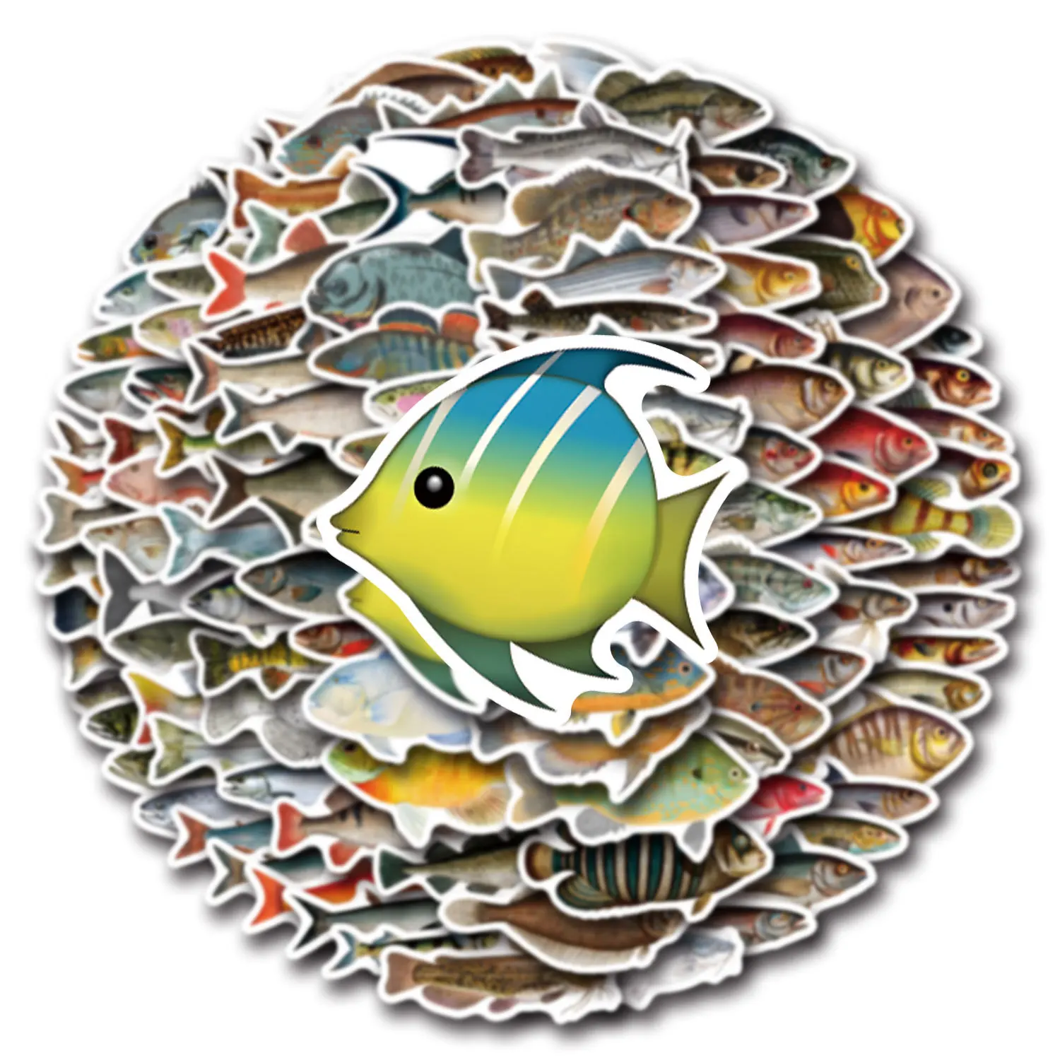 10/55/110PCS Deep-sea Mixed Fish Fishing Stickers Ocean Fish DIY Toy Gift Decorative Decal Phone Laptop Cup Luggage Waterproof