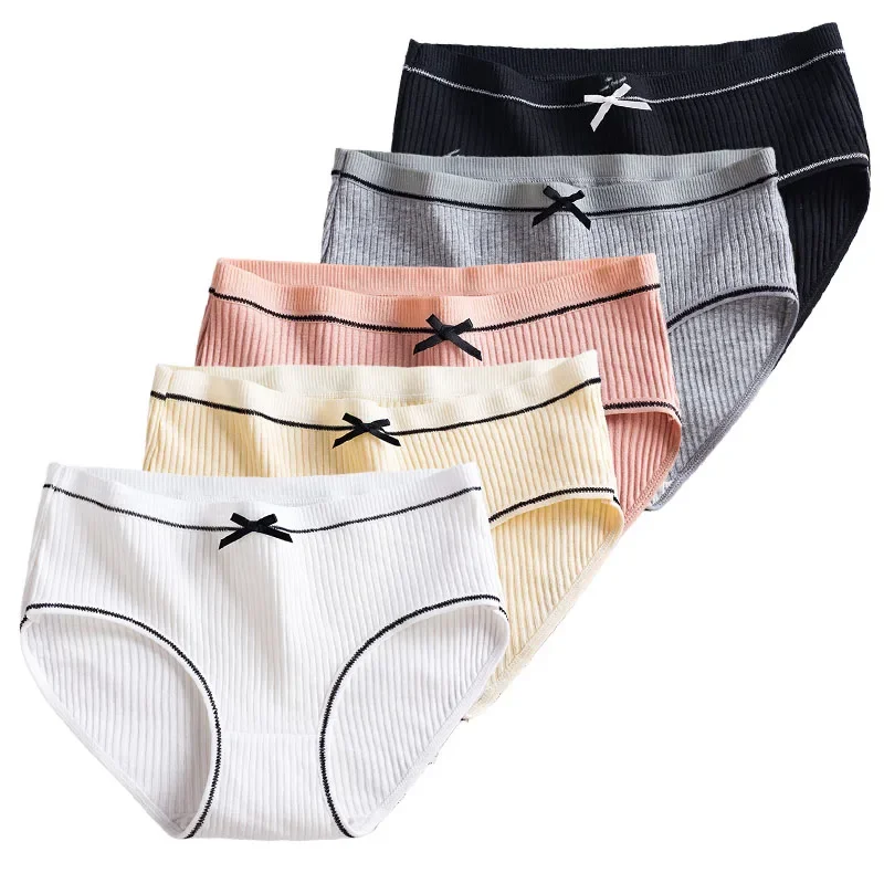 5Pcs Sexy Low Waist Panties Women Breathable Underwear Cute Bow Girls Briefs Ladies Panty Soft Female Lingeries