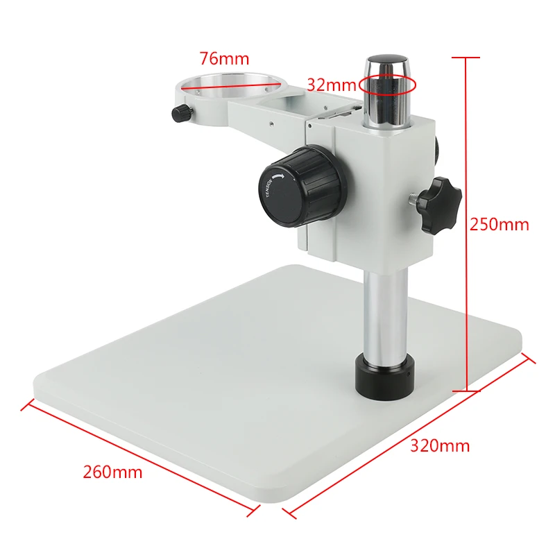 Big Adjustable Boom Table Working Stand Holder + 76mm Ring Holder + 32mm Multi-axis Metal Arm For Trinocular Stereo Microscope