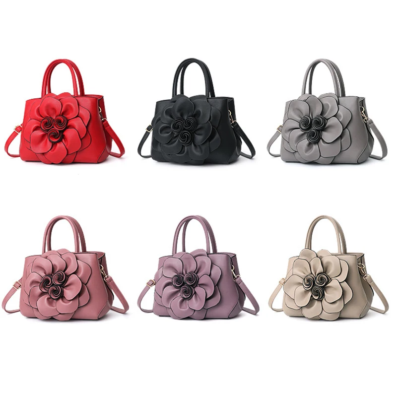 Women Single Shoulder Bag Flowers Appliques PU Leather Fashion Handbags Women\'s Bags Designer Large Capacity Crossbody Packs