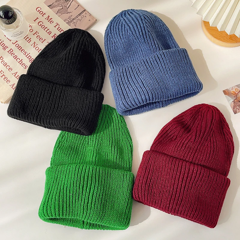 2022 Fashion Girl Soft Warm Fluffy Winter Hat for Women Angora Knitted Hat Skullies Beanies Female Bonnet Female Knit Cap