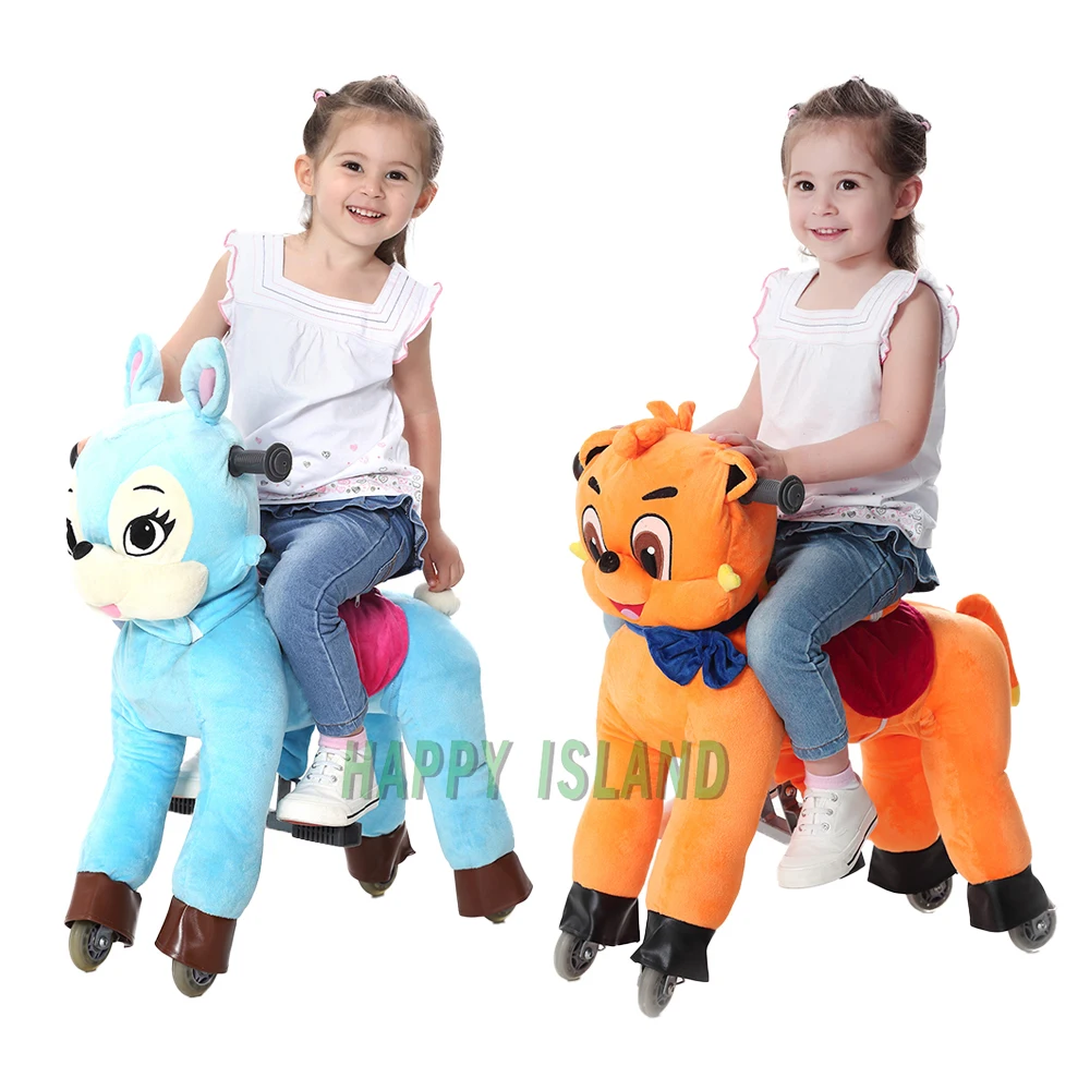 Rabbit Ride on Horse Toys Cute Tiger Riding Horse Animal Walking Horse with Wheels for 3-6 Years Kids Birthday Gifts