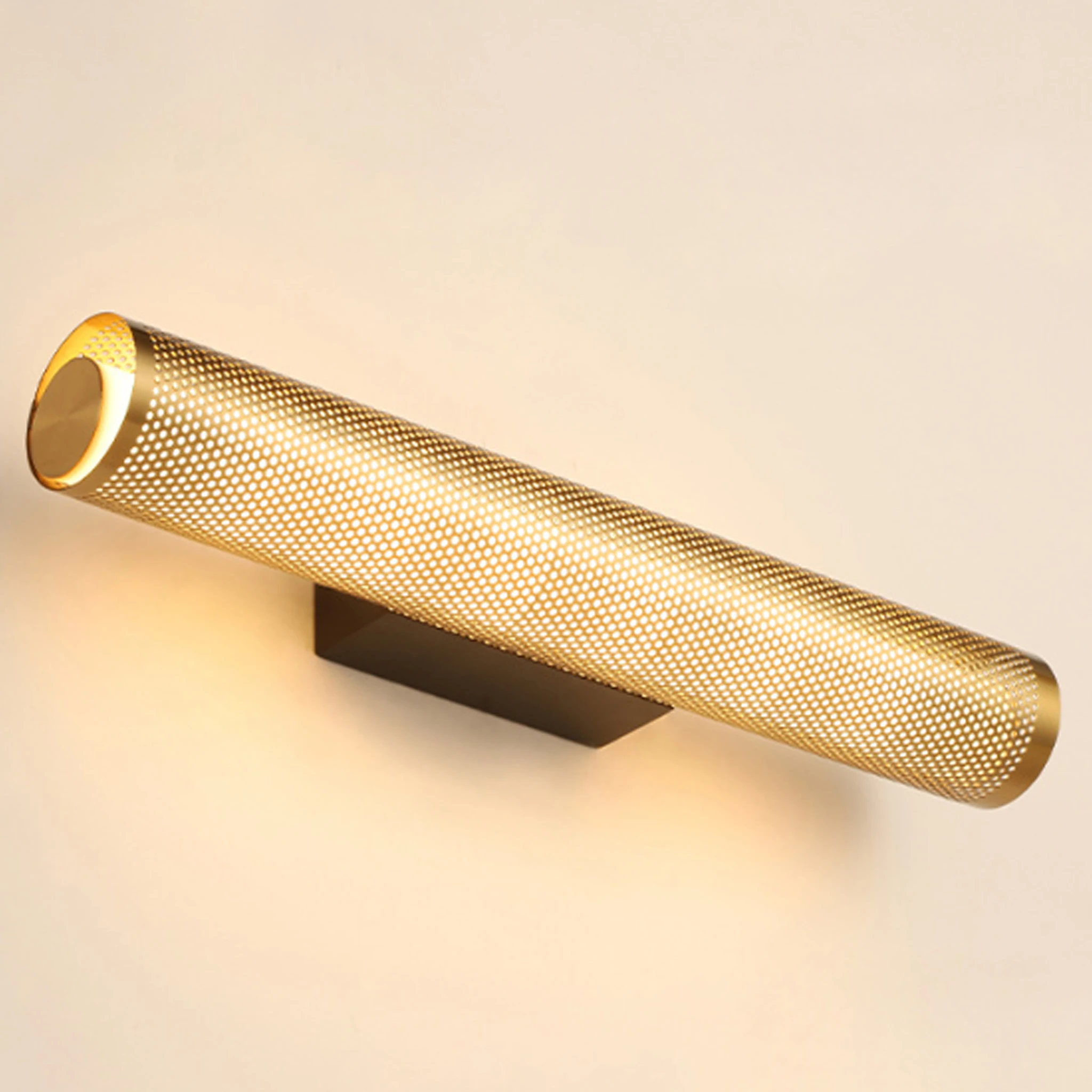Modern Wall Sconce Gold Cylinder Luxury Wall Lamp Flicker Free Bathroom Bedroom Hallway Vanity Mirror Lighting Decor