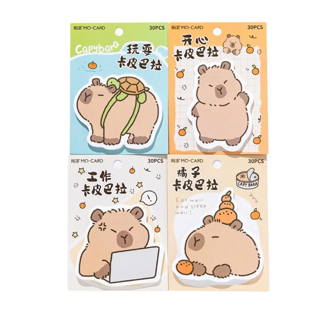 Kawaii Capivara Sticky Notes Pad, Portátil Mini Conta Material Adesivos, Multi-Purpose, Papelaria Multifunções