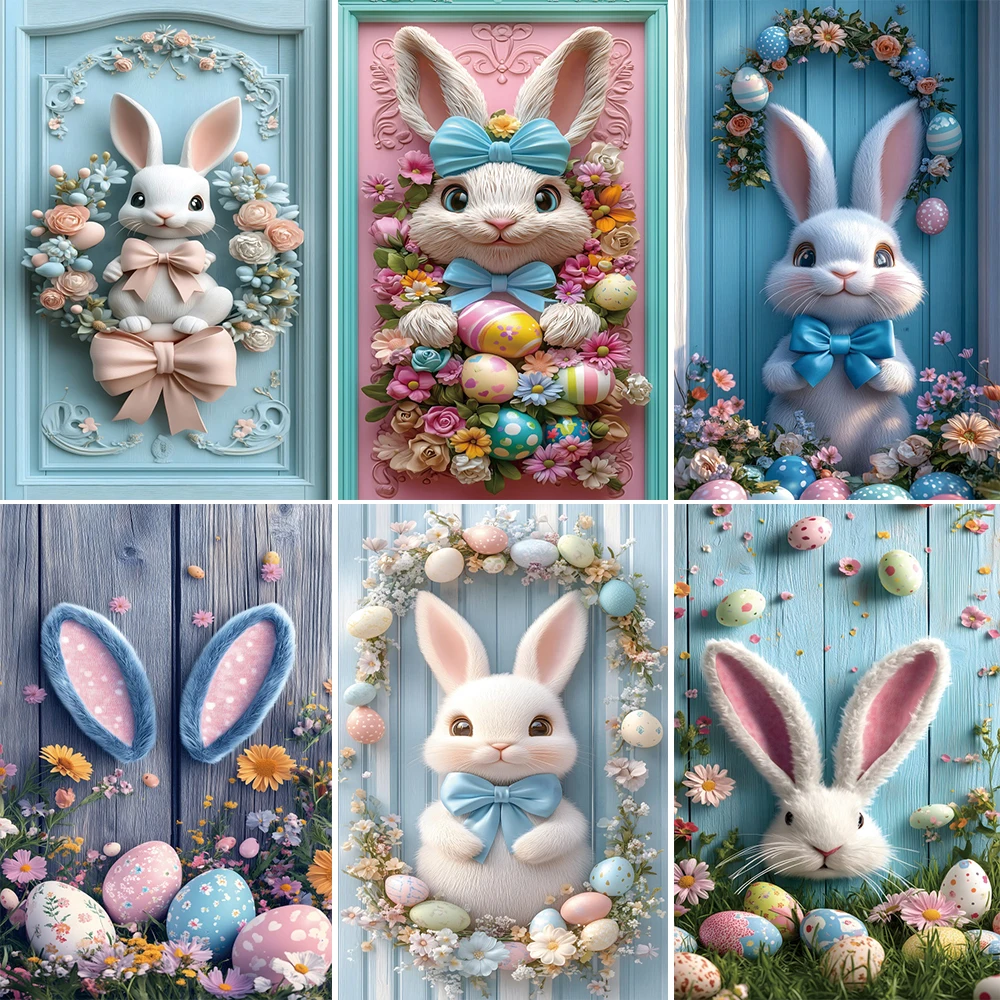 

Spring Easter Bunny Photography Background Rabbit Colorful Egg Easter Party Decor Banner Children Shower Birthday Party Backdrop