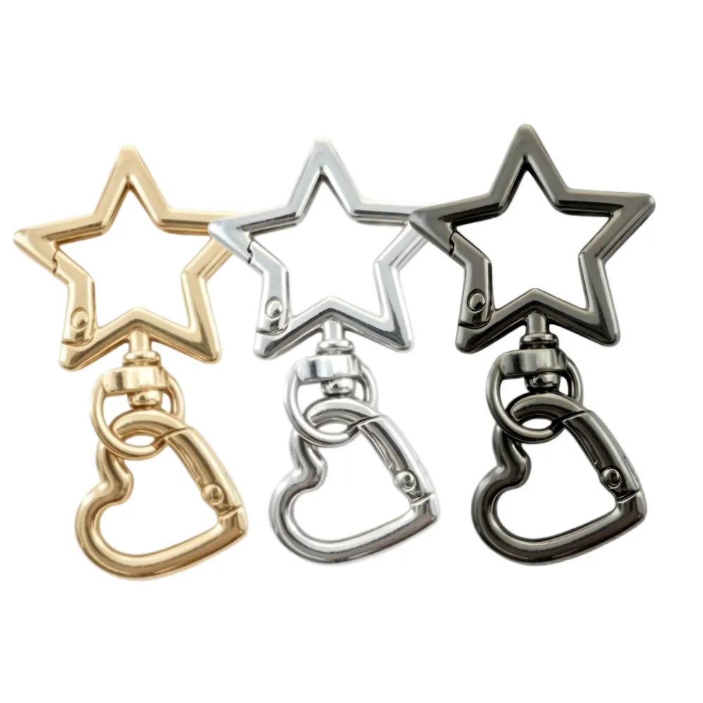 2/30/50 PCS Pentagram Metal Keychain: Rotating Clasp Key Ring Round Carabiner Clip O-Type Spring Hook. Suitable for handbag keys