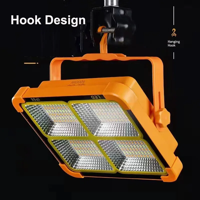 2000W Solar Outdoor Camping Light Portable Lantern Emergency Floodlight USB Tent Work Lamp Flashlight Warnning 48H Lighting SOS