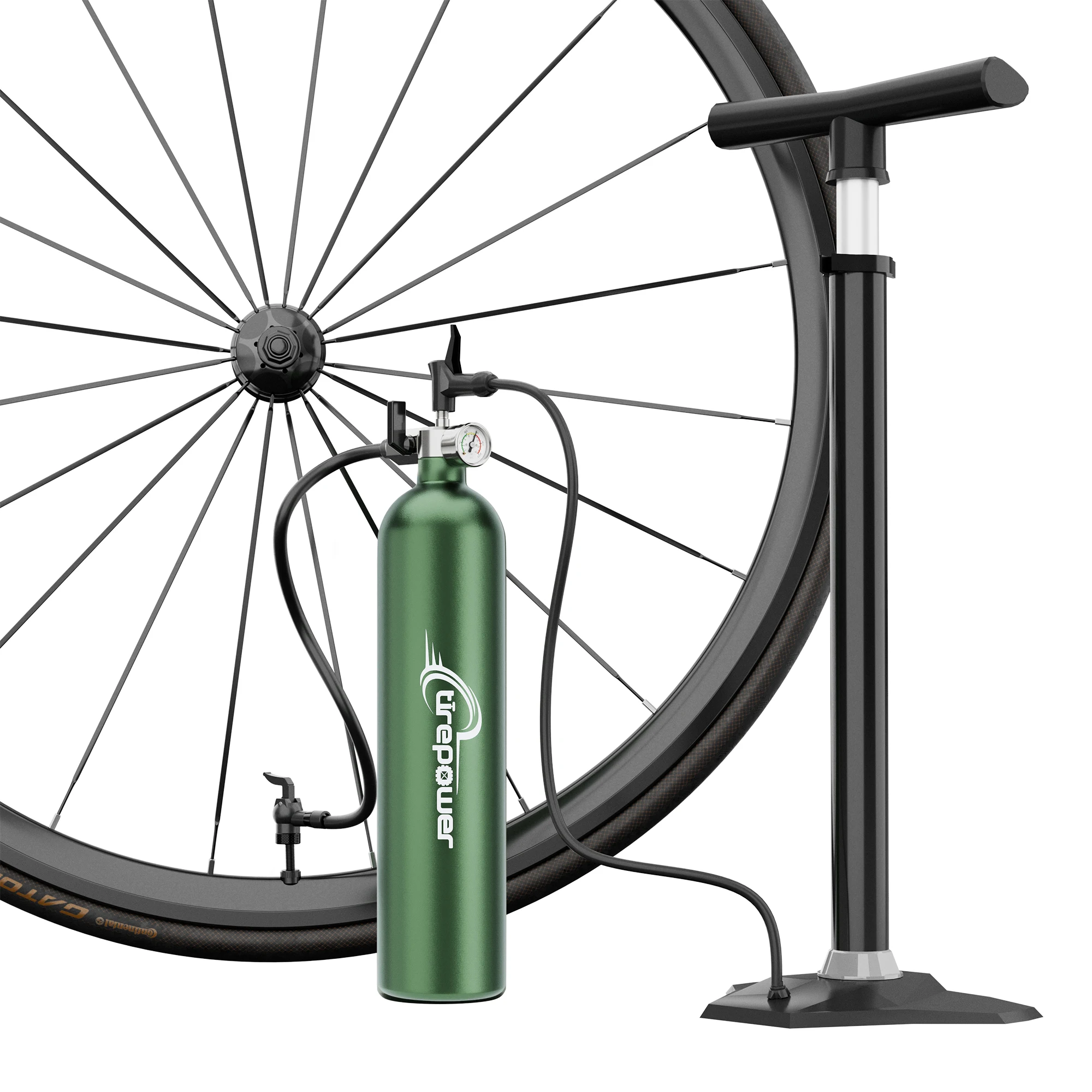 1,3L MTB-Straßenreifenfüller mit Ventil, Gasflasche mit Manometer für schlauchlose Fahrradreifen – Detail 5