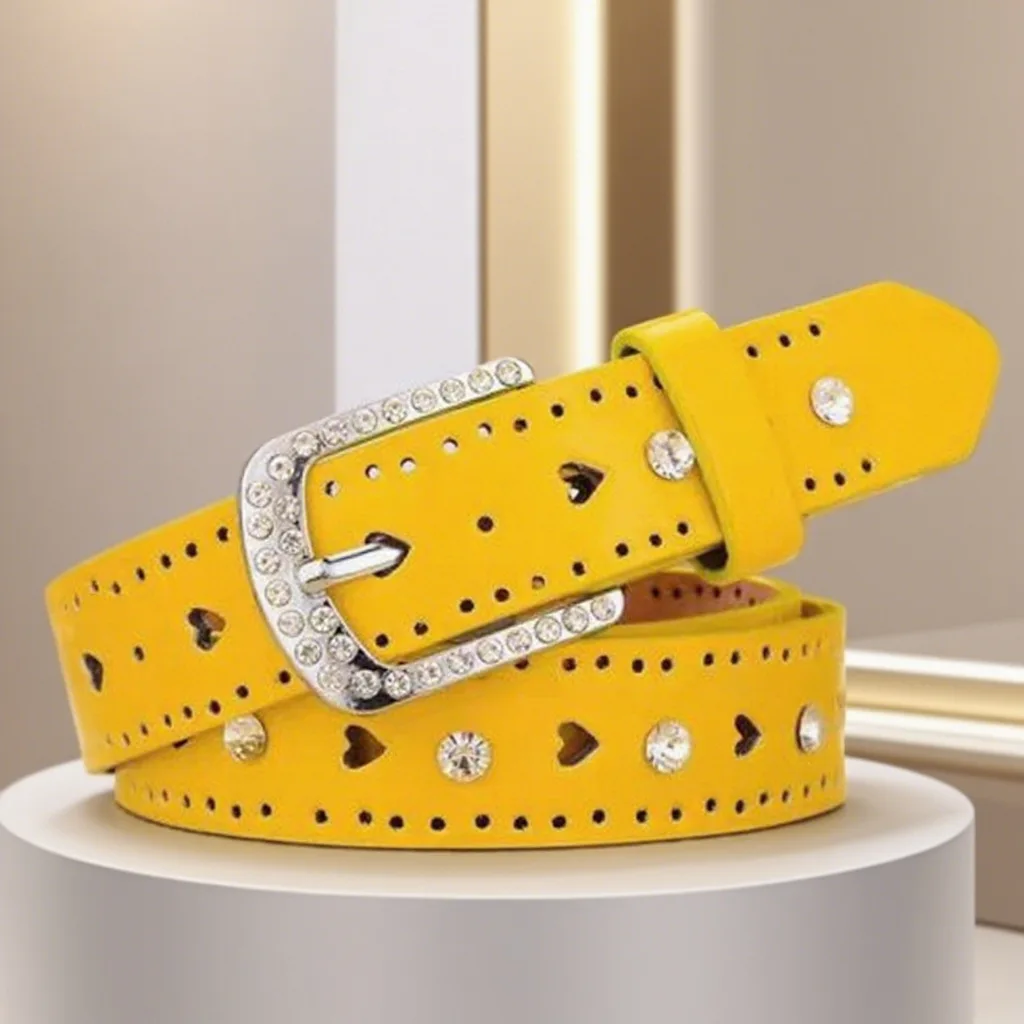 

Punk Hip Hop Style Ladies Fashion Hollow out Belt with Punching Whole Punching Pants Belt Versatile All-Match Buckle