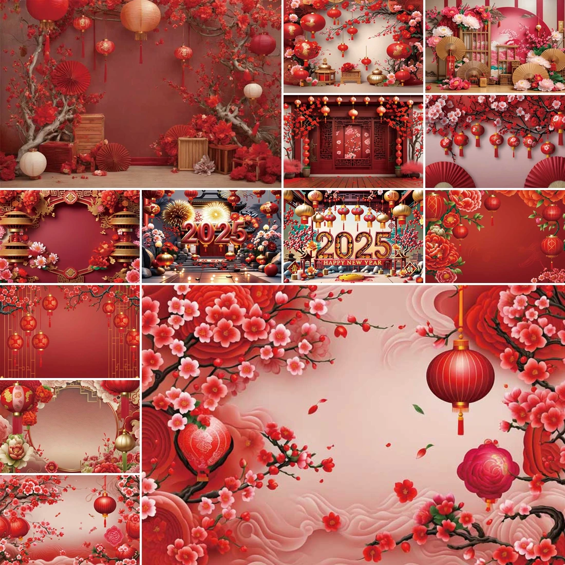 

MOON.QG Chinese New Year Themed Custom Backdrop Family New Year Doors Photographic Background Party Decorations Shooting Props