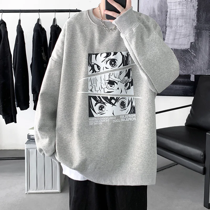 Autumn Men\'s Anime Harajuku Fashion Sweatshirt Casual Loose Long Sleeve Hoodie Male Clothing Couples streetwear Coats Tops