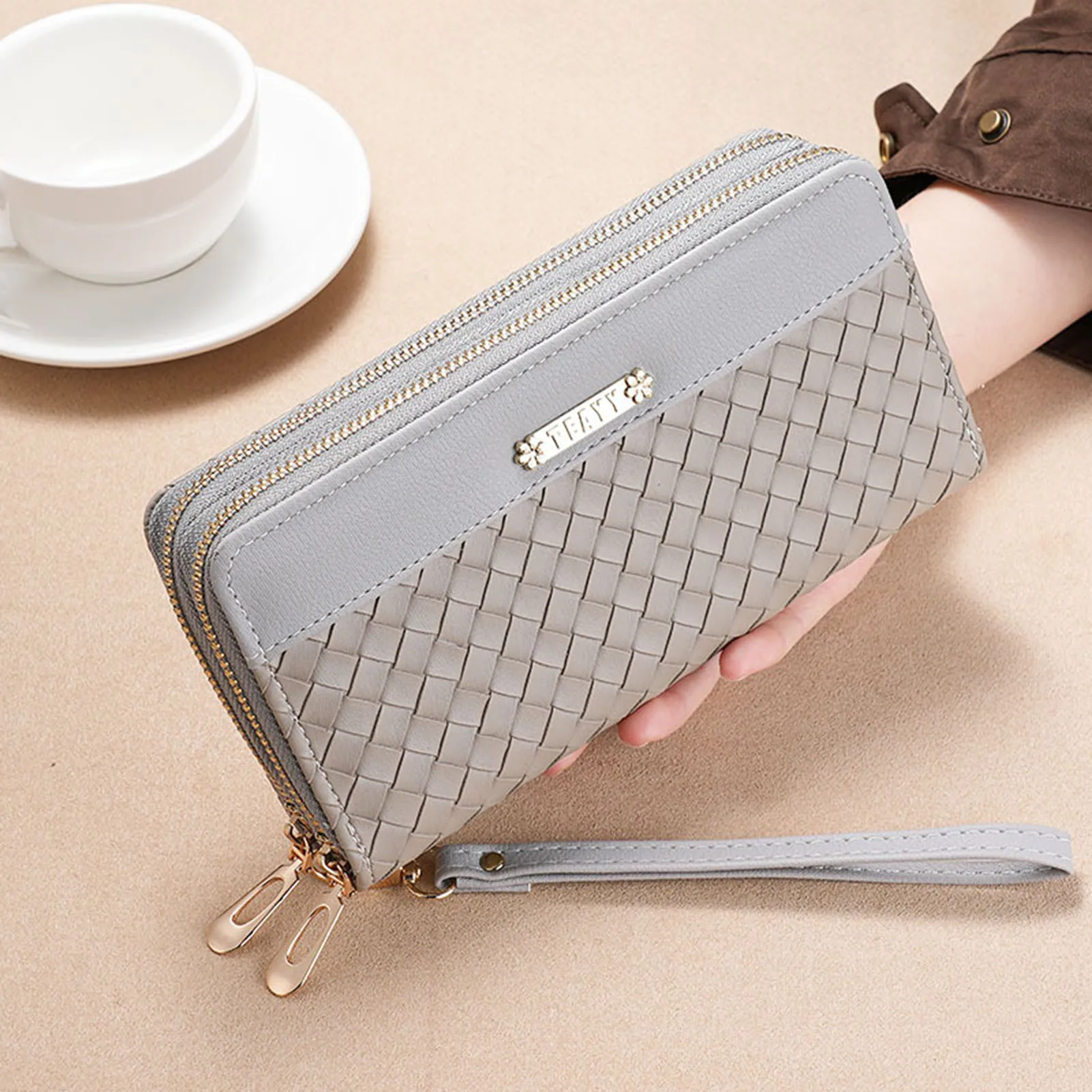 

Fashion Double-Layer Long Wallet Portable Multi-Purpose Large Capacity Coin Purse For Woven Girls Mother's Day Birthday Gift