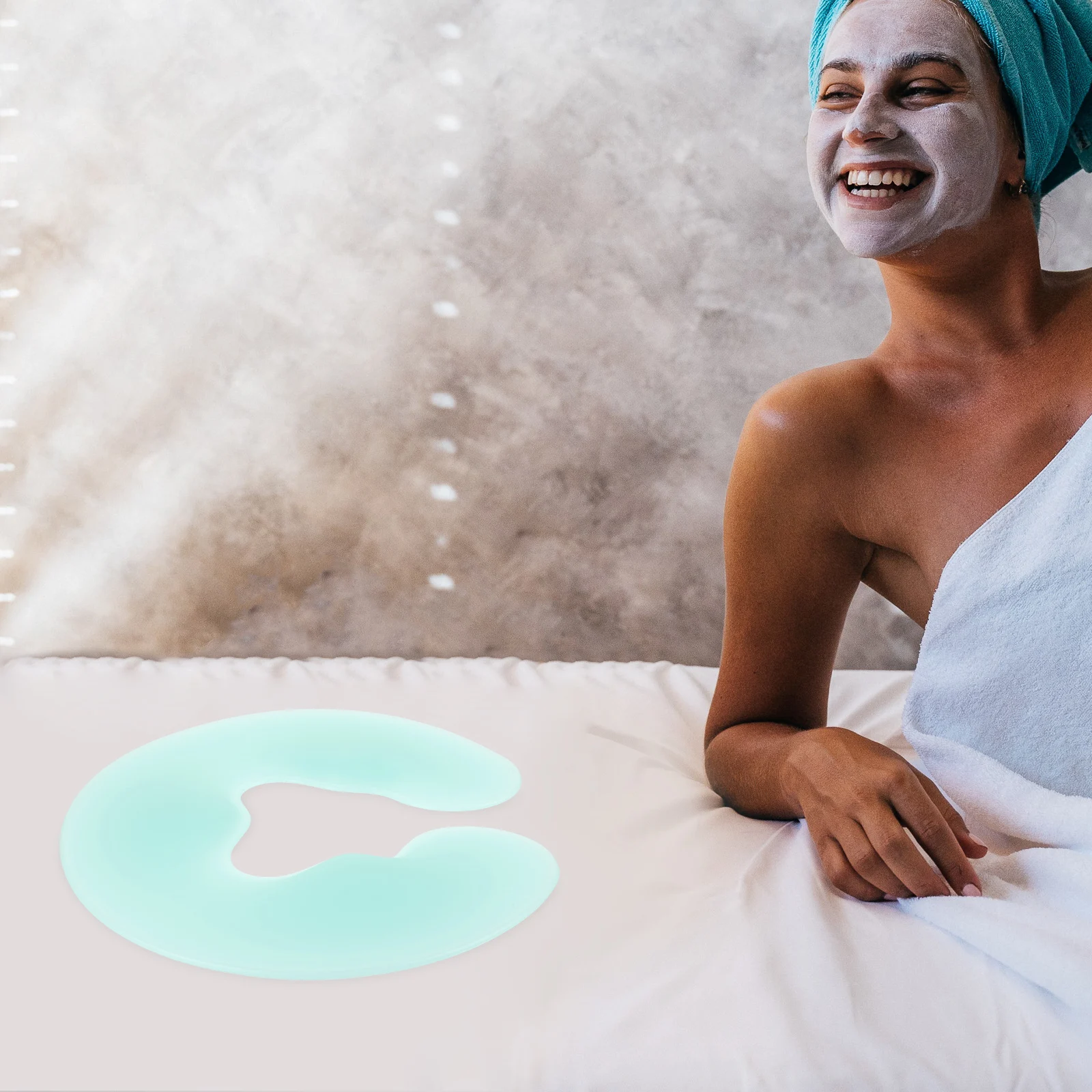 

Silicone Face Down Pillow U Shape Massage Headrest for Spa Salon Light Green Bath Pillow Neck Support Body Pillows