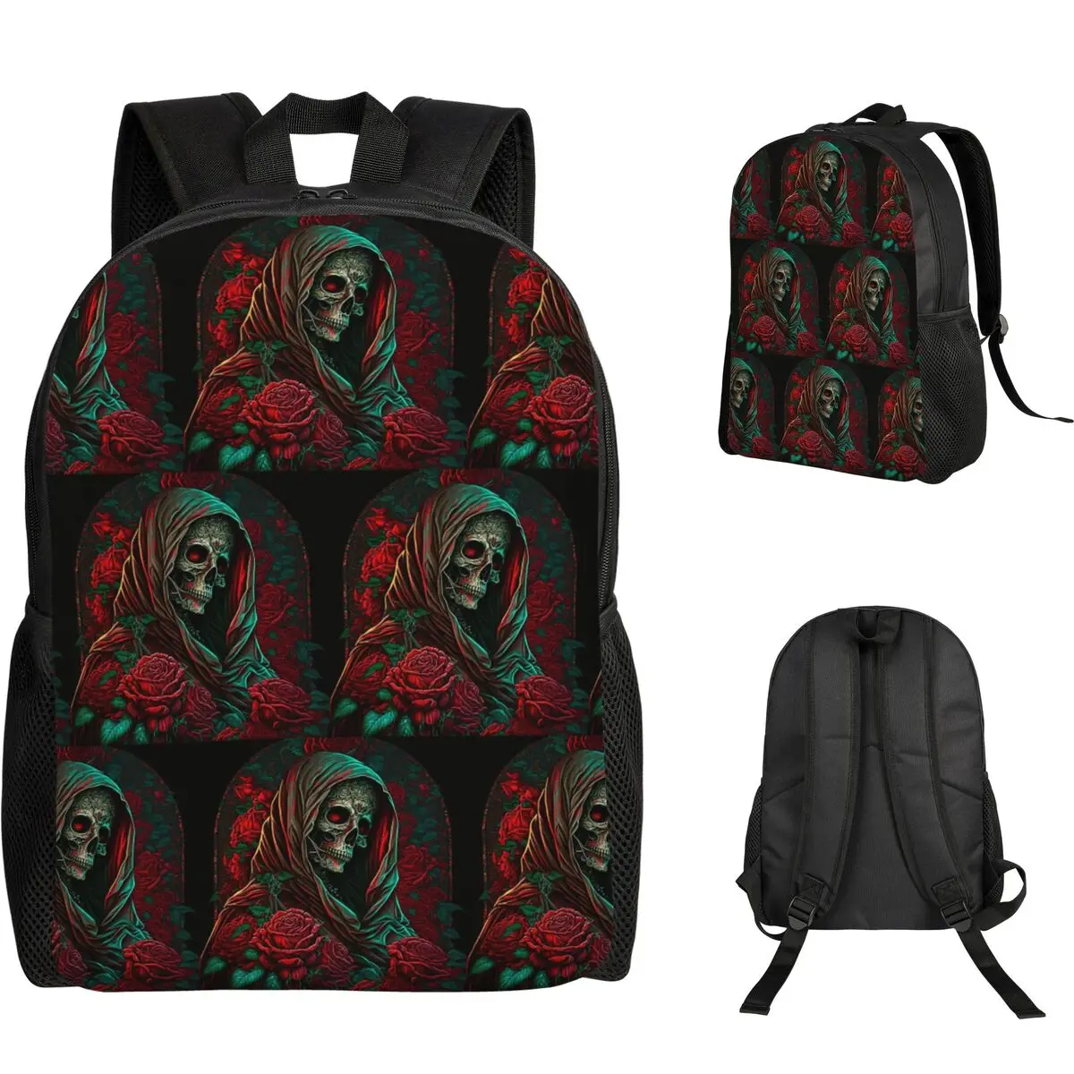 Forest Roses Santa Muerte Student Backpack School Bag Hiking Travel Daypack for Boys Girls Fashion Bookbag Shoulder Bags