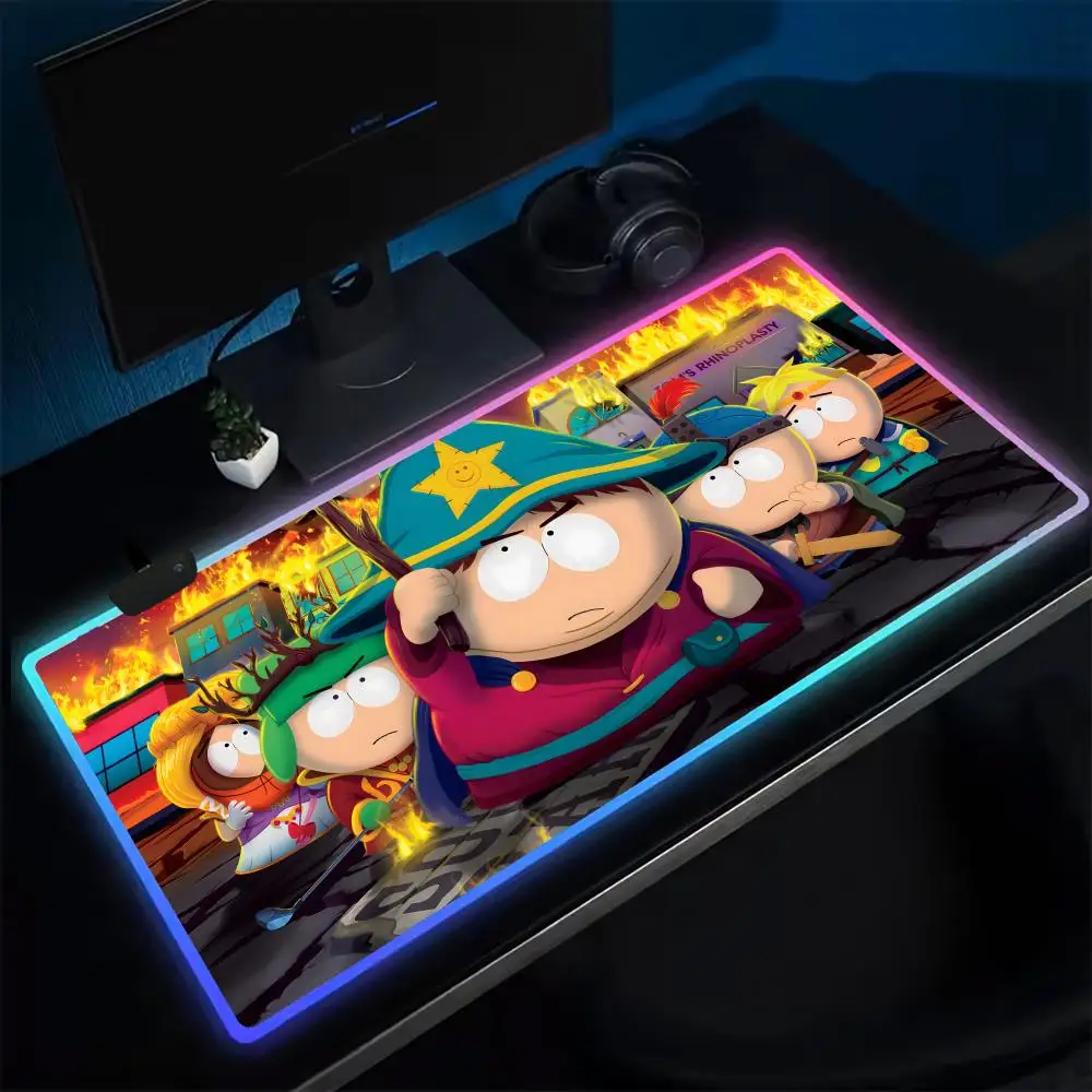 South Park Mouse Pad Anime Gaming Mouse Pad LED Table Pads Backlit Rubber Desktop XXL RGB Desk Mats