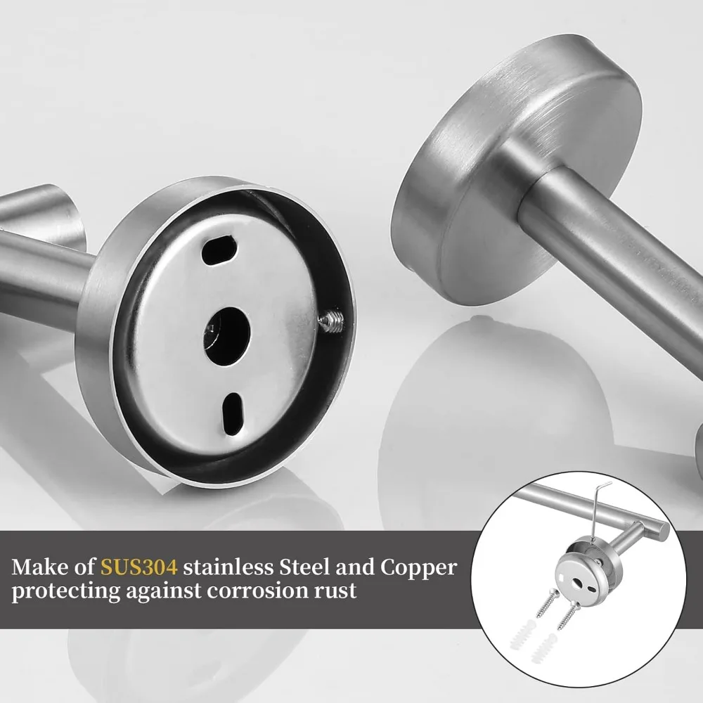 مجموعة أدوات الحمام المصنوعة من النيكل المصقول، قضيب منشفة مقاس 24 بوصة، مجموعة ملحقات مكونة من 10 قطع مع قضبان مناشف لديكور الحمام الحديث