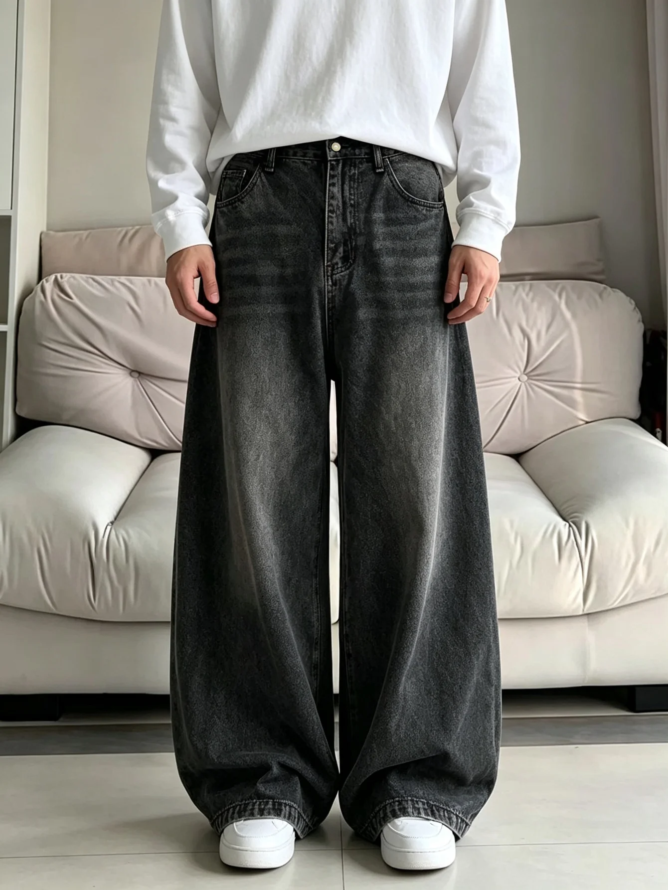American Street Trend Y2K Wide Leg Jeans For Men Casual Denim Trousers Nice Gift For Husband Or Boyfriend