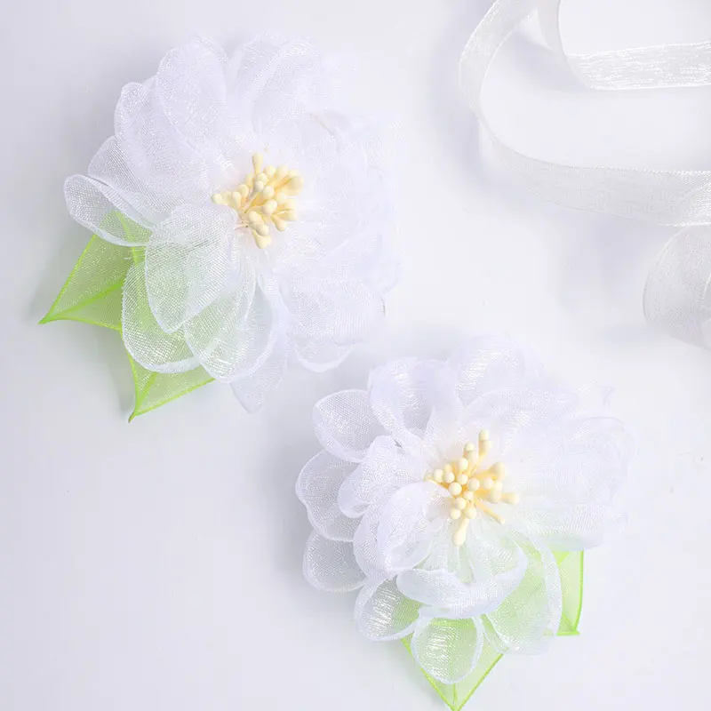 2Pcs Sweet Chiffon Flower Hair Clip Lovely Hairpins Boutique Barrettes Headwear Handmade Kids Hair Accessories