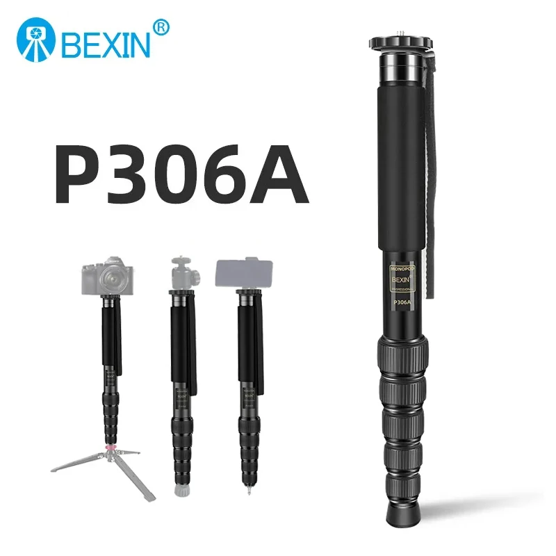 BEXIN P306A Professional Aluminium Monopod Portable Travel Video Selfie Holder Lightweight Monopod for Canon Nikon DSLR Camera