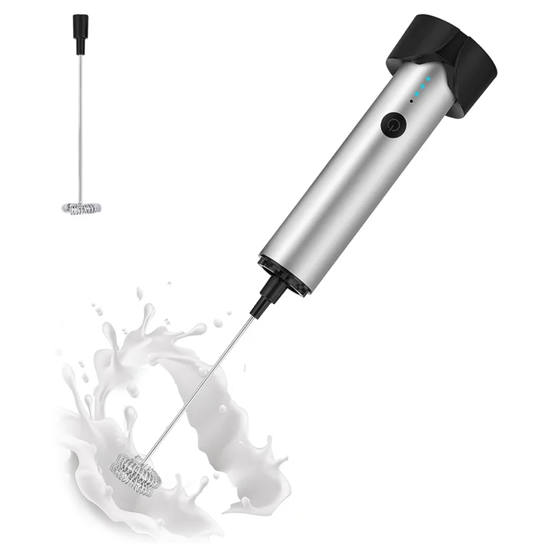 

A06R 1Set Electric Rechargeable Frother USB-Charge Hand Frother With 2 Whisks, Manual Foam Maker For Coffee