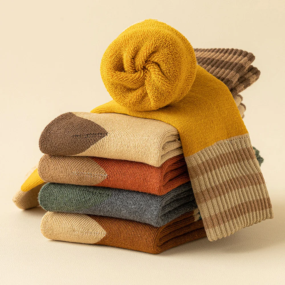 10 Pair Fashion Stripe Keep Warm Socks Women Cashmere Thick Winter Terry Air conditioning Floor Socks Female Soft Comfortable