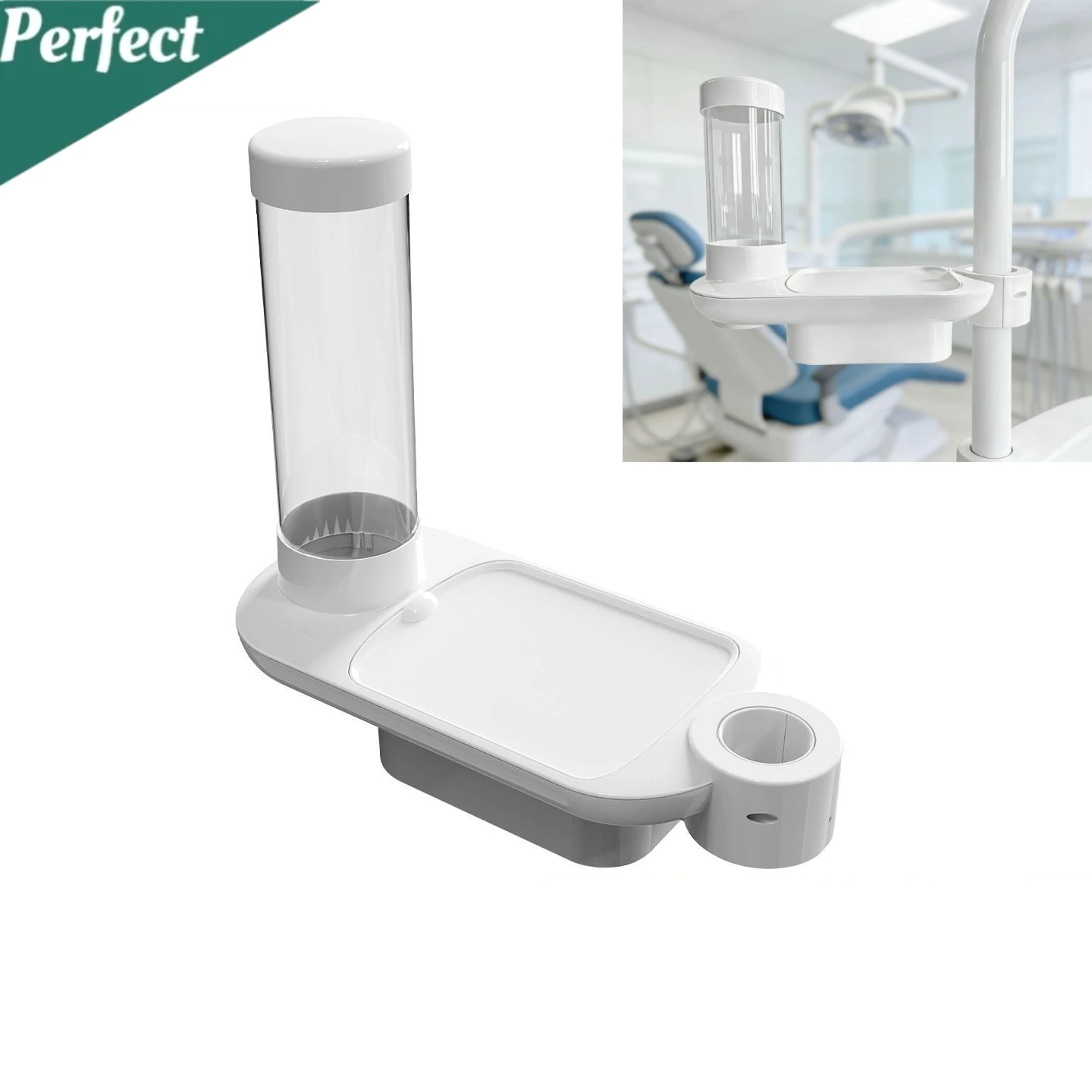 

3 in 1 Dental Chair Tissue Box Dental Chair Attachment Tray Tissue Box Cup Units Paper Box Dentistry Chair Storage Holder Tool