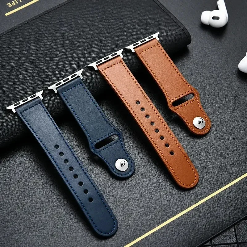 Leather strap For Apple watch band 44mm 45mm 41mm 40mm 49mm 42mm 38mm 45 44 mm correa bracelet iWatch series 3 4 6 SE 7 8 ultra