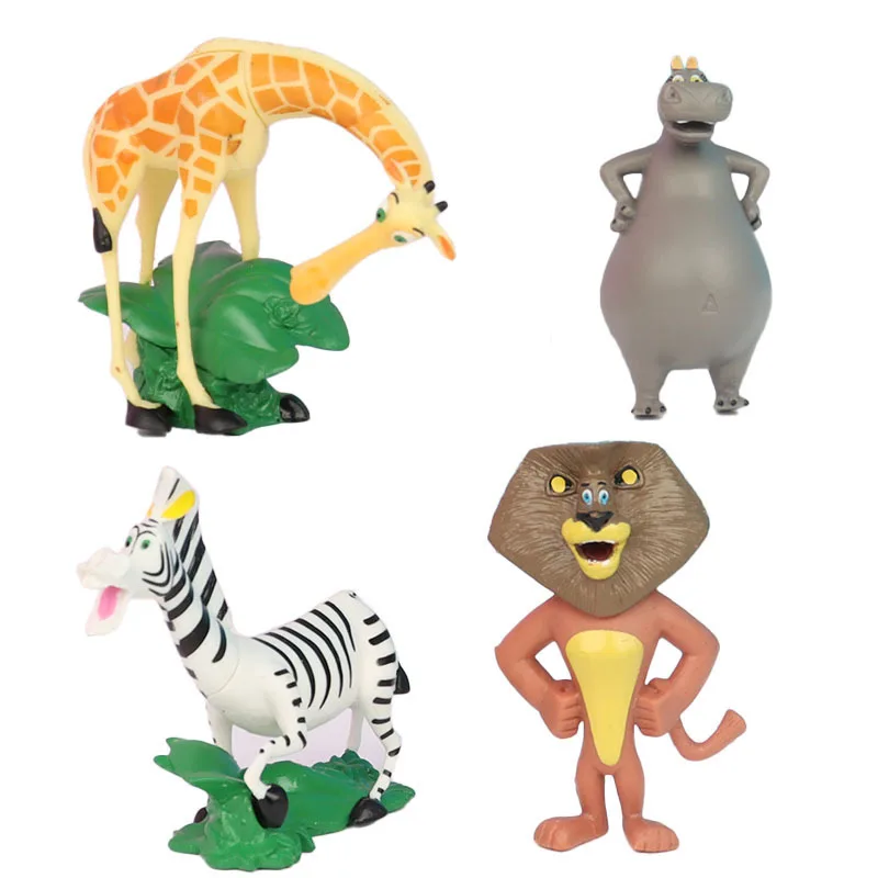 4 sztuk/zestaw Disney Madagaskar zwierząt lew Zebra żyrafa kolekcja figurki dla dzieci urok moda Hobby zabawki prezenty lalki modelarskie