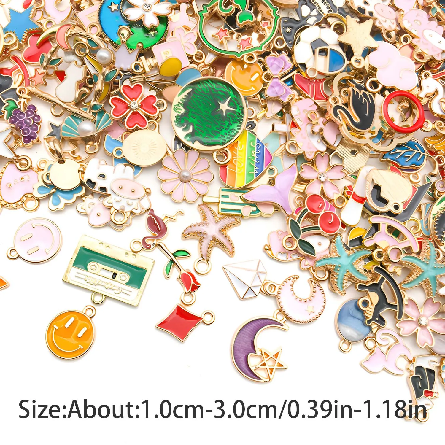 20/30/40/50pcs Alloy Enamel Golden Plated Charms Various Mixed Pendants For DIY Bracelet Necklace Jewelry Making Accessories