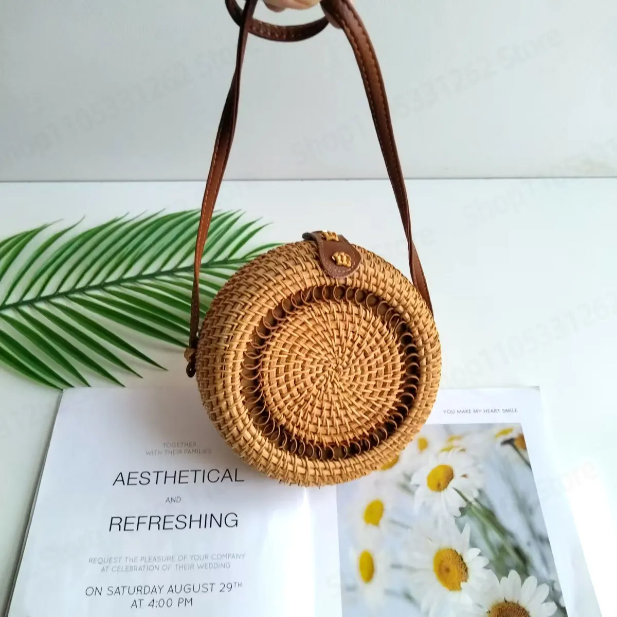 Autumn Rattan Woven Bag Hand-woven Messenger Bag Lipstick Small Bag Travel Personalized Handicrafts
