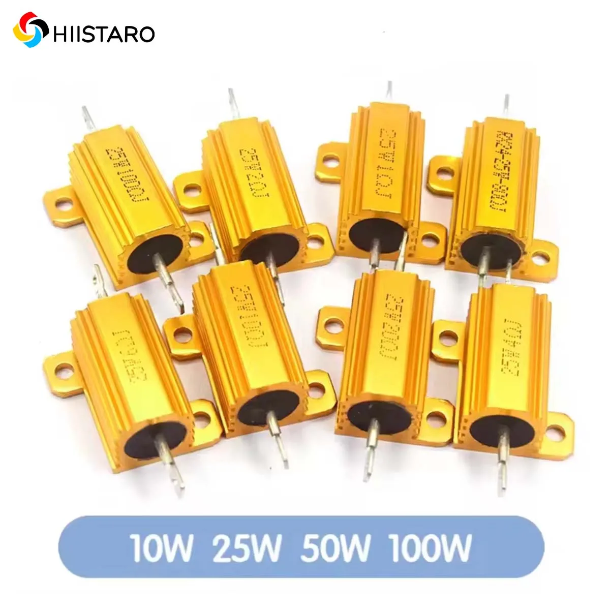 1PCS Resistor de Potência de Fio de Alumínio com Carcaça Metálica 10W 25W 50W 100W, Resistência de Carga 10~50ohm