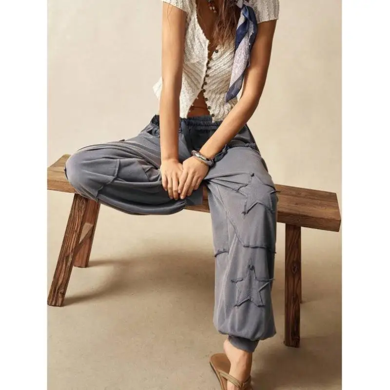 

Loose Low-Waist Vaion Casual Knitted orts in Pure Country Colors Cross-Border 26674G Retro Sle Nine-Piece Pants