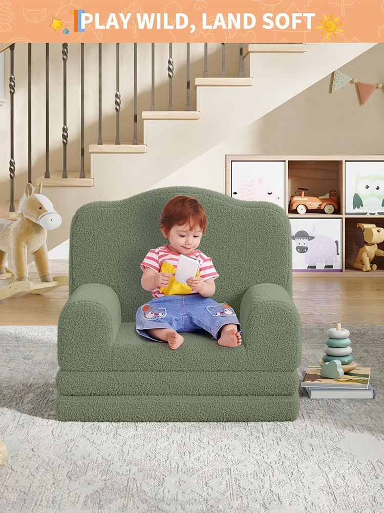 

2-в-1 раскладной диван для малышей, мягкий детский диван из шерпа, шезлонг, реквизит для фотосессии, готовый стул без сборки, подарок для мальчиков и девочек