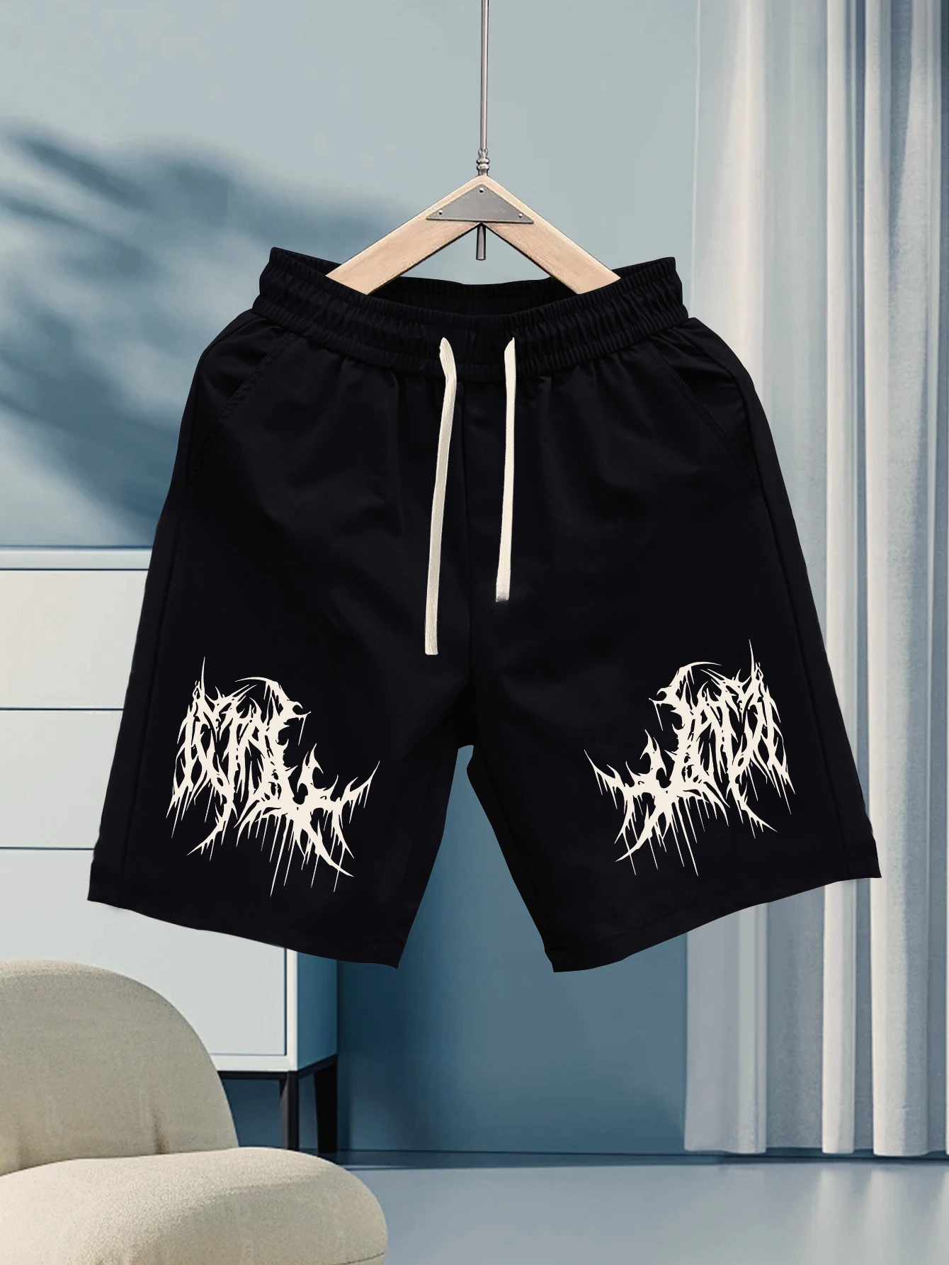 شورت رجالي كاجوال بنمط هندسي تجريدي. فضفاض مناسب، مثالي للأنشطة الخارجية والعطلات، شورت رياضي #1