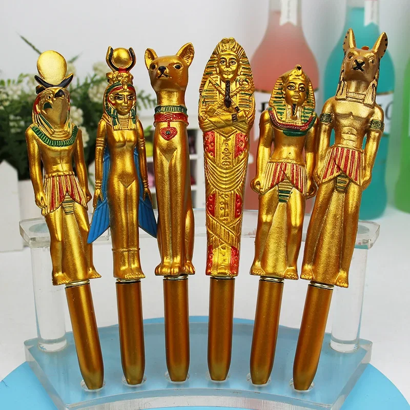 3 Pcs/Set Egyptian Characters Pharaohs Blue Ink Ballpoint Pen School Office Writing Supplies Gift Stationery