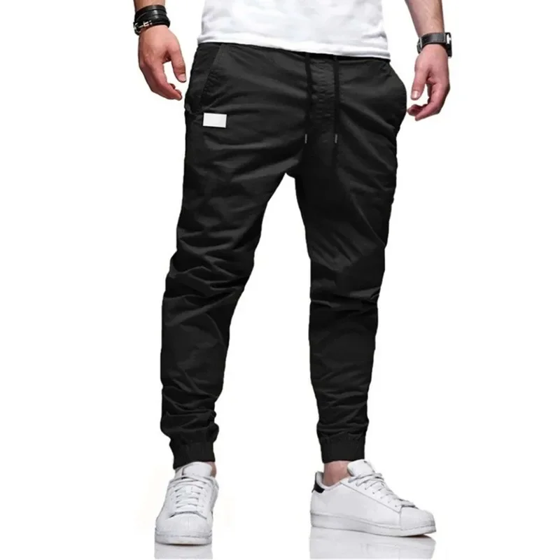 New Men's Casual Sports Pants Solid color Sweatpants Male Jogger Cargo Harem Pencil Pants Trousers Multi-pocket Sweatwear