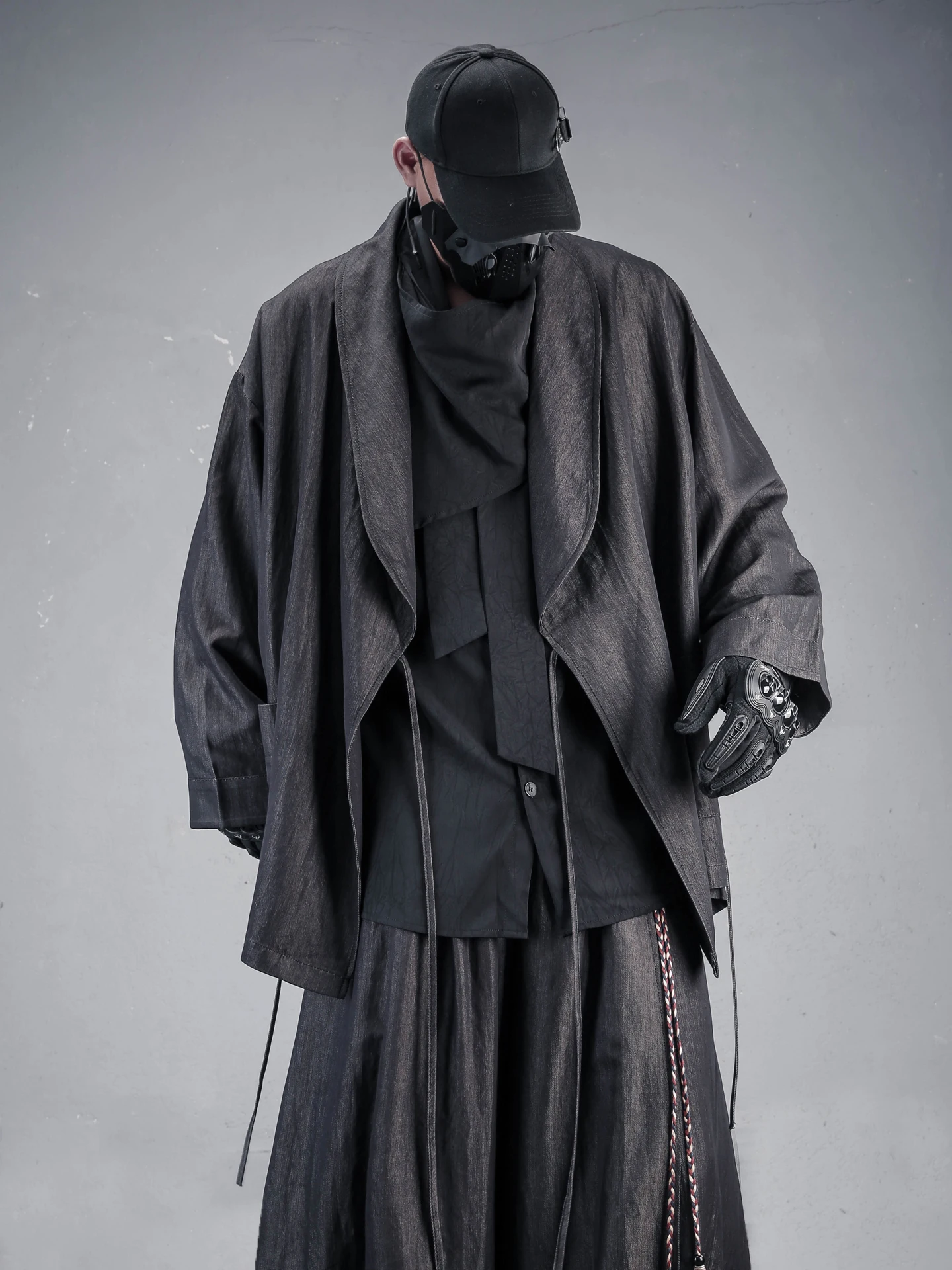 Dark Samurai Style Deconstructed Open Cardigan Loose Judo Coat High-End Feeling Japanese Style Men's Loose Fit Long Sleeve Shirt