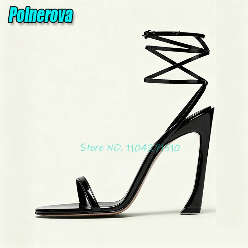 Sexy Red Black Ankle Strap High Heel Sandals Fashion Designer Round Toe Shallow Stiletto Heels Summer New Party Women's Shoes