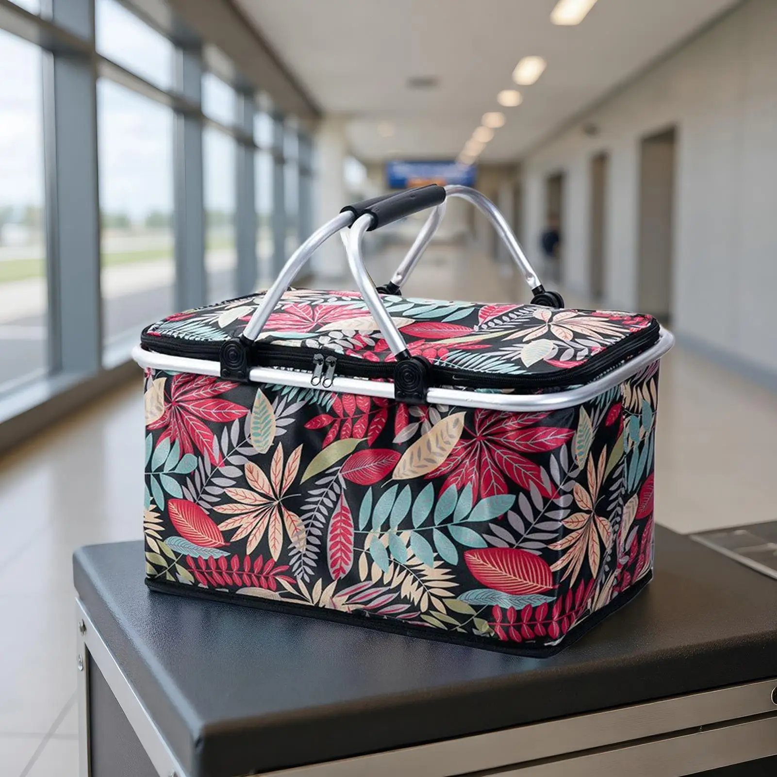 Cestino della spesa con manici Cestino del mercato pieghevole Borsa da picnic Borsa termica riutilizzabile da 30 litri per cibo da viaggio su strada per la pesca all'aperto