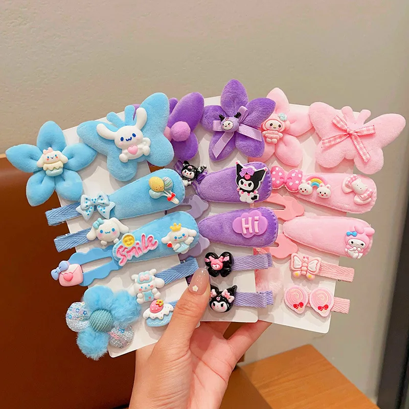 

10Pcs Sanrio Melody Hair Clip Cartoon Hair Accessory for Little Girls New Style Girl's Heart Internet Celebrity Hair Clip Gift