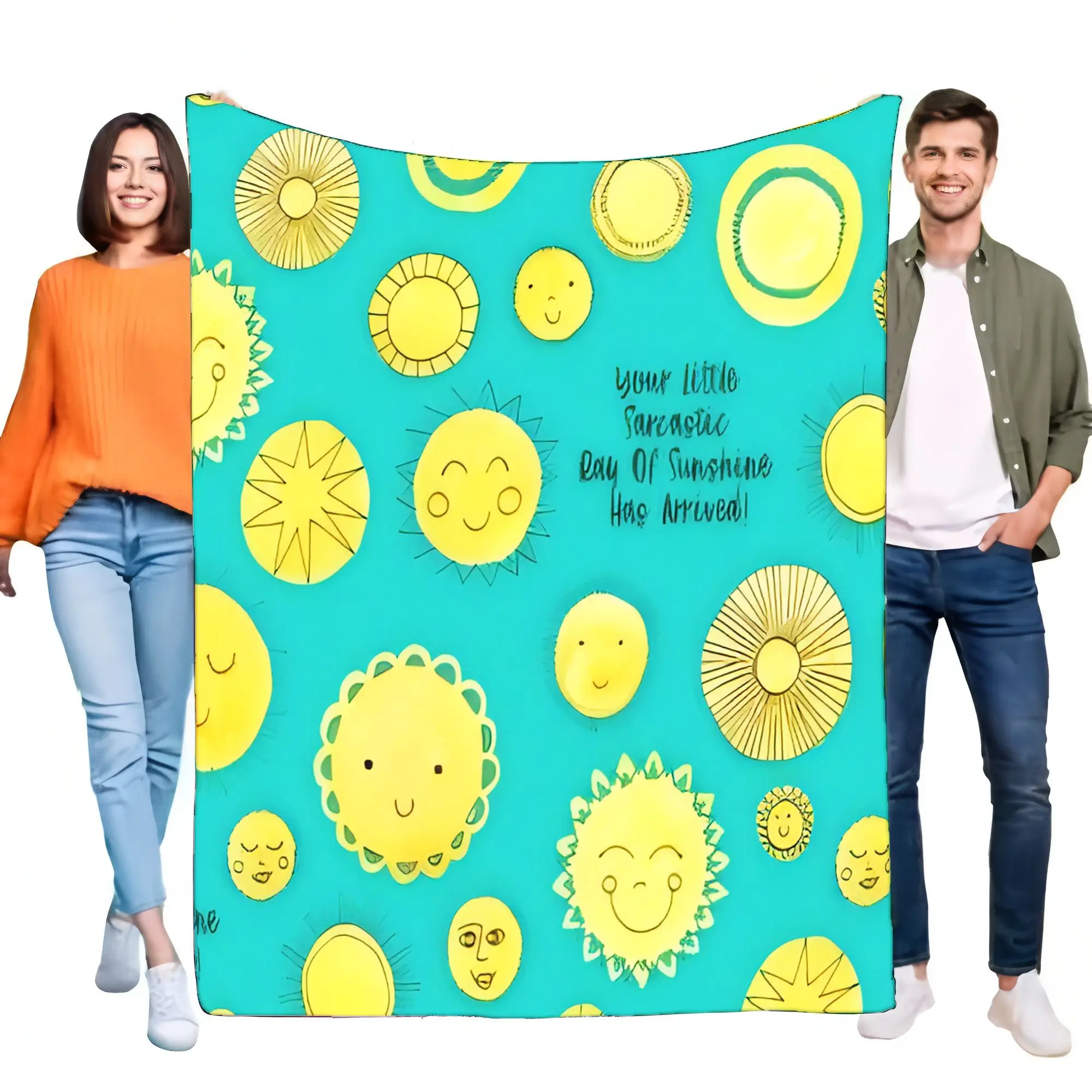 Bright Sun Pattern Blanket Soft Cozy Throw for Bed and Sofa Perfect Gift for Kids and Adults Ideal for Home Décor or Travel