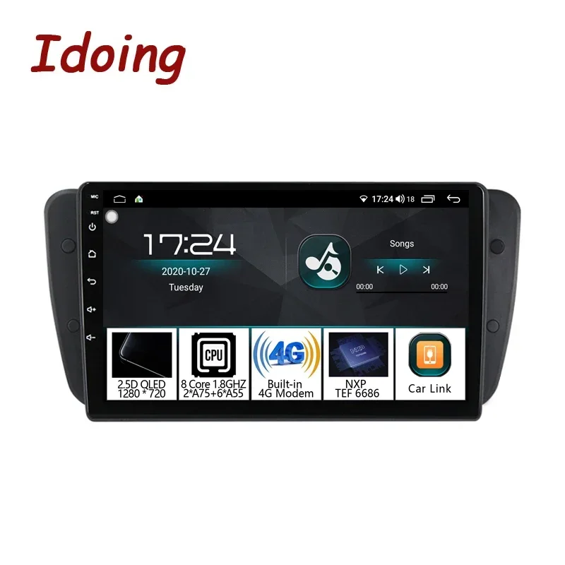 Idoing Car Intelligent AutoRadio Player Android 12 For SEAT Ibiza 6J IV 4 2008-2015 GPS Navigation Head Unit Stereo Video NO2Din