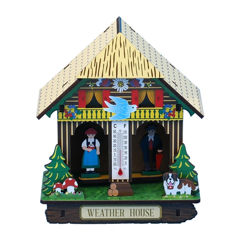 

Sunny Rainy Box Indoor Accurate Thermometer Home Barometer House Hygrometer Plastic Hanging Weather Woman Clock