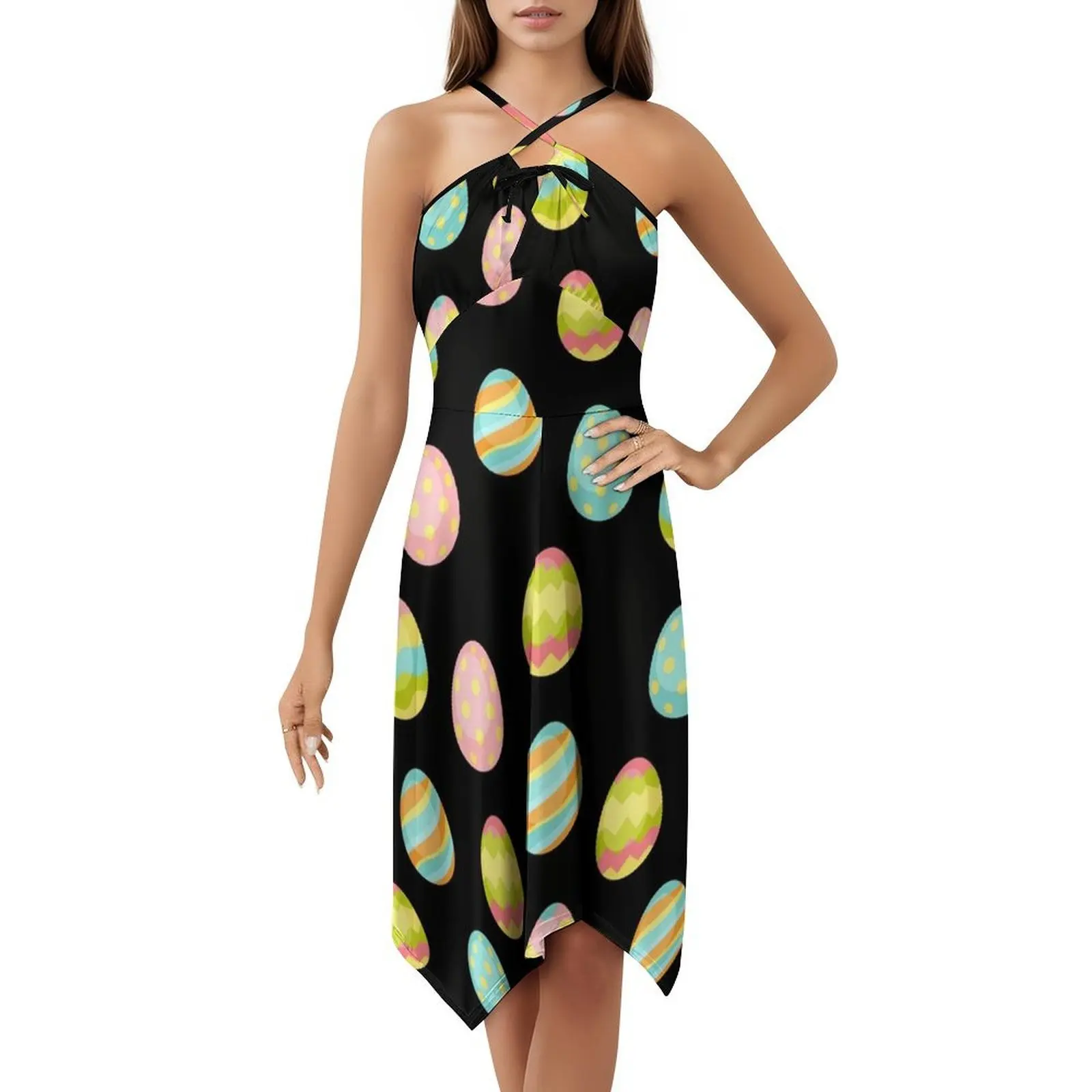 بيض عيد الفصح فستان بوهيمي أسود عتيق بأكمام منتفخة أو خيارات بلا أكمام للنساء فستان عيد الفصح بيضة عيد الفصح هانت بيض عيد الفصح