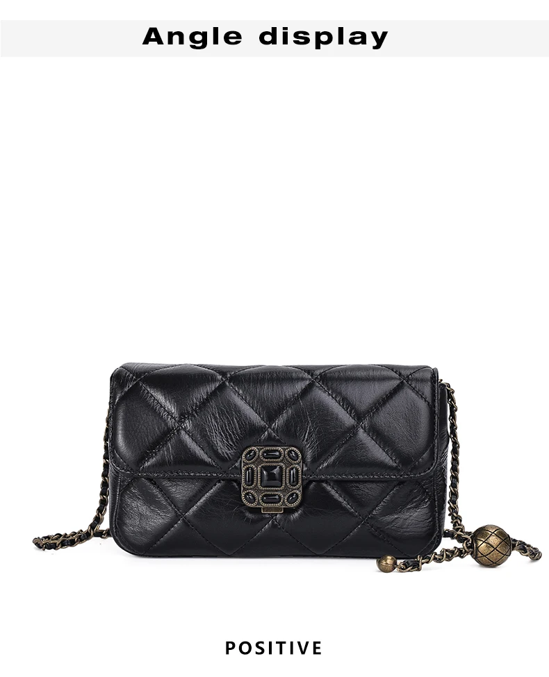 Aidrani Tasche für Damen aus echtem Leder, Sommer-Schultertasche mit Kette, neue kleine Tasche mit goldenem Ball, Diamantketten-Umhängetasche. – Detail 8